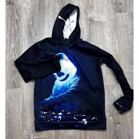 Vintage Long Sleeves Pullover Hoodie Men's Size Large Black - Picture 1 of 6